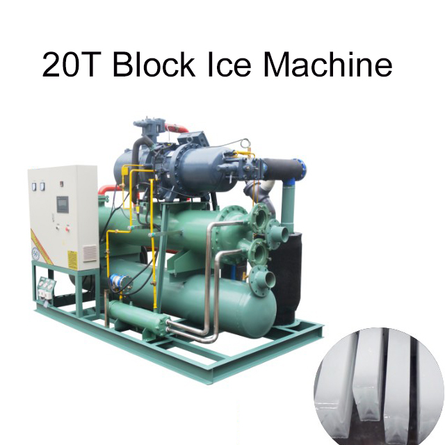 Máquina de fabricación de ladrillos de hielo de 20 toneladas por día capaz de producir cubitos de hielo grandes para un enfriamiento y conservación rápidos