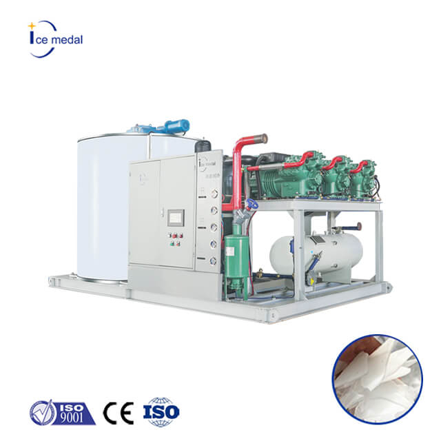 Icemedal Industrial 15 toneladas por día Máquina de hielo de escamas con compresor de marca