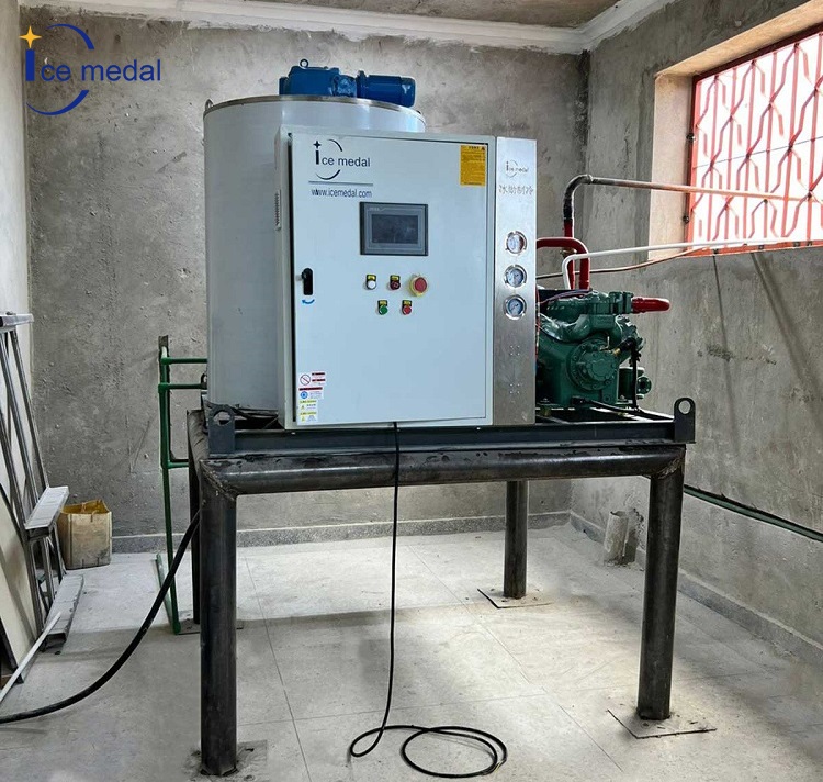 M&aacute;quina de hielo en escamas con refrigeraci&oacute;n por aire de 5 toneladas en una pesquer&iacute;a de Tanzania