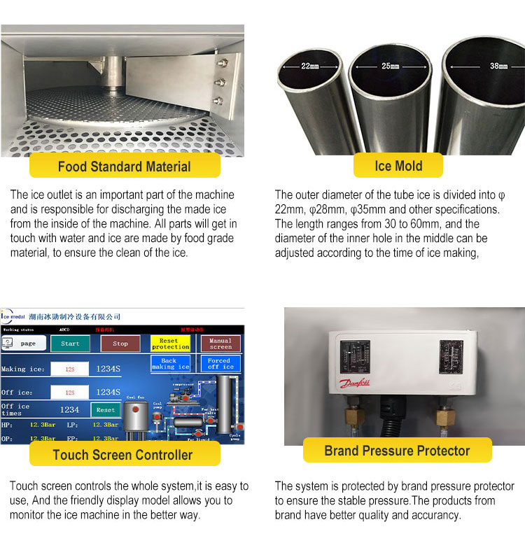 Detalles de las piezas de la m&aacute;quina de hielo en tubos