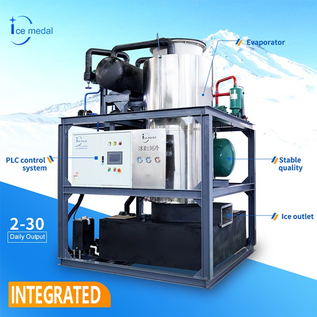 Automático de 20 toneladas por día a la máquina de fabricantes de tubo de hielo integrado industrial para plantas de hielo