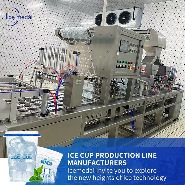 Línea de producción automática de llenado y sellado de la copa de hielo de cubos de cubo