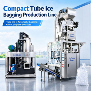 Línea de producción de hielo en tubos de 5 toneladas con sistema automático de envasado de hielo