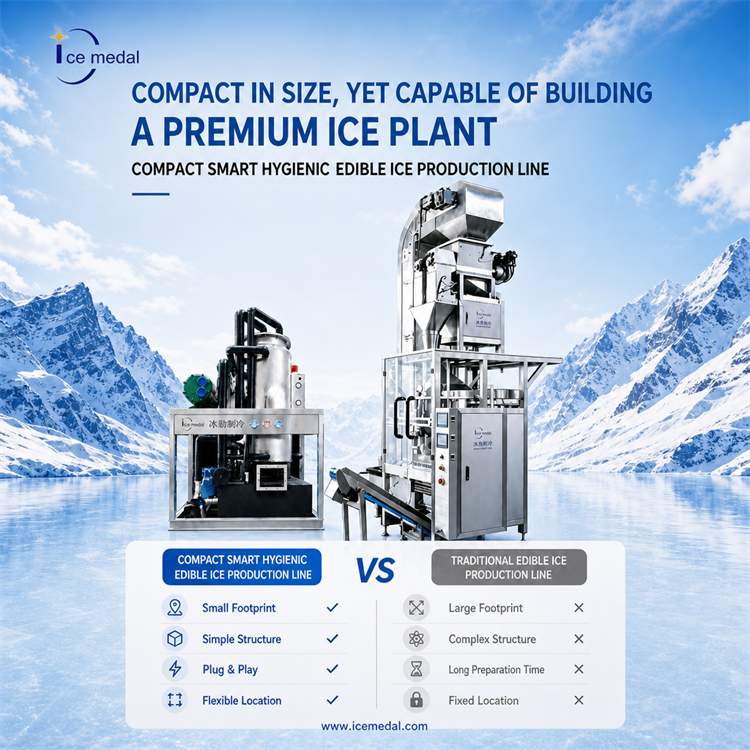 Línea de producción de hielo en tubos de 5 toneladas con sistema automático de envasado de hielo