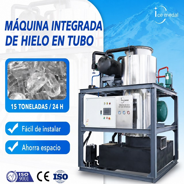 máquina de hielo en tubo industrial de 15 toneladas