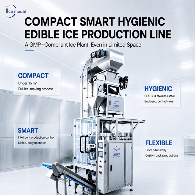Línea de producción de hielo en tubos de 5 toneladas con sistema automático de envasado de hielo